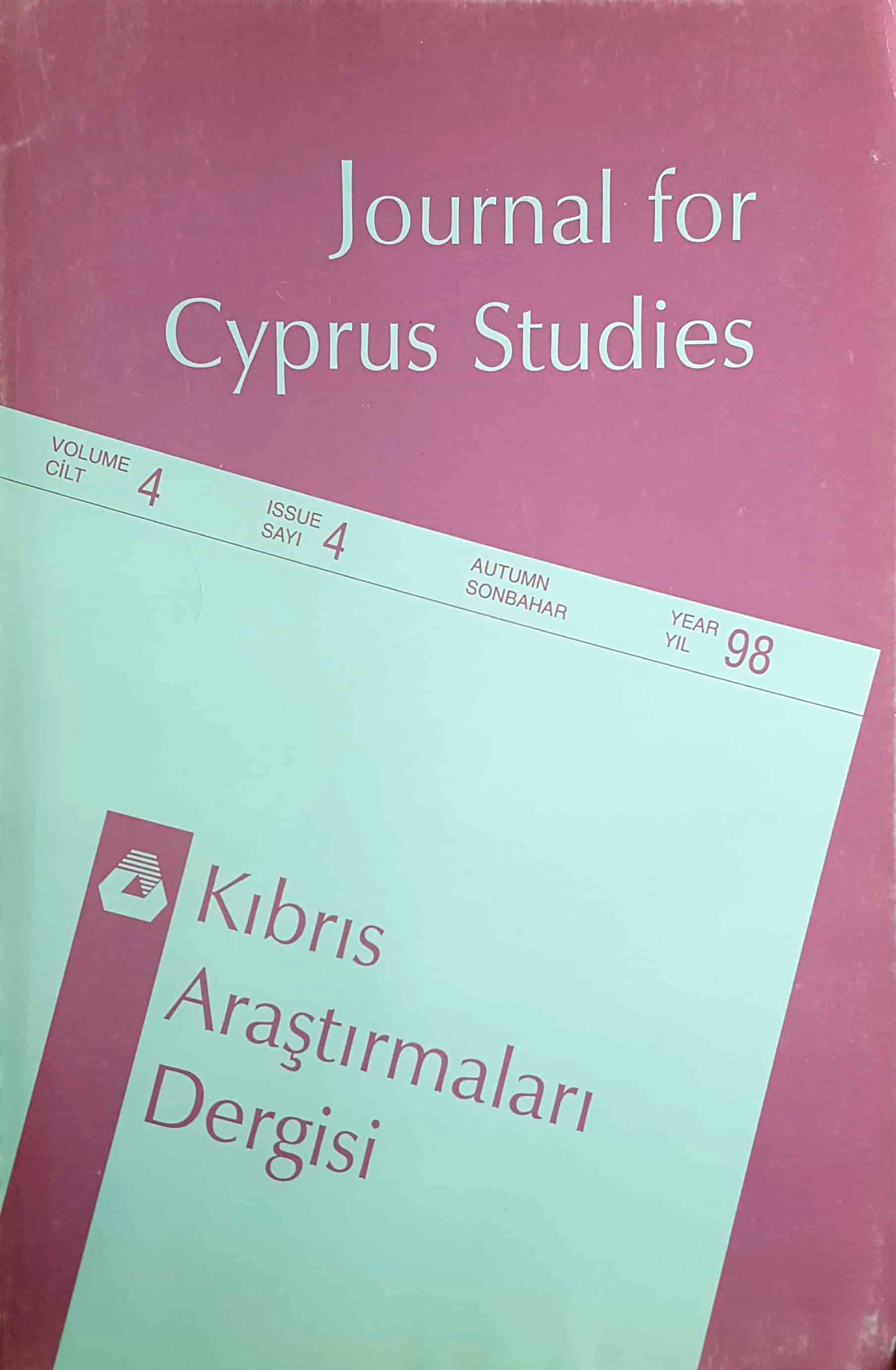 					View Vol. 4 No. 4 (1998): Journal of Cyprus Studies
				